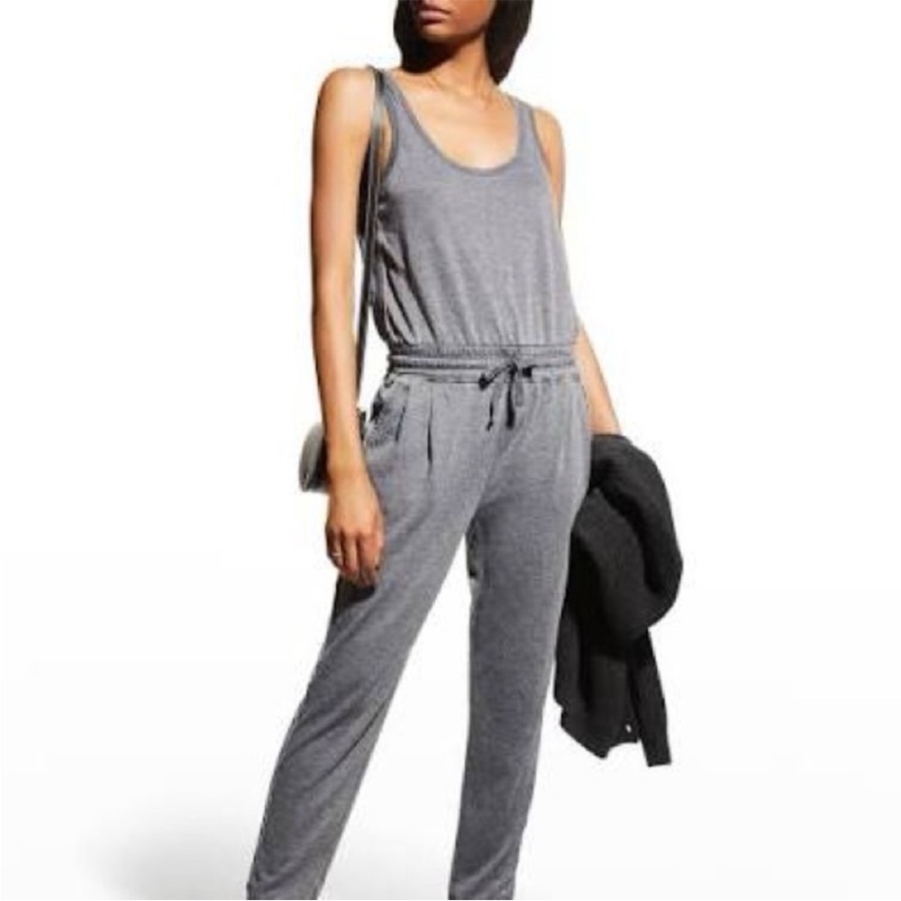 Splendid Gray Sleeveless Drawstring Jumpsuit